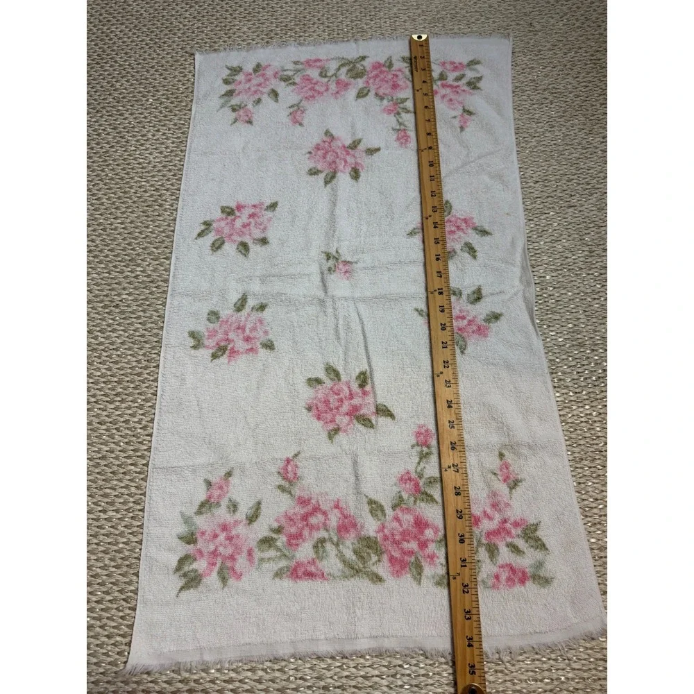 Vintage Royal Terry of California Pink Rose Floral Cotton Hand Towel cottagecore
